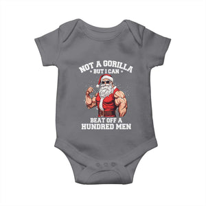 Funny Muscle Santa Baby Onesie Not A Gorilla But I Can Beat Off 100 Men Bodybuilder Christmas TS10 Charcoal Print Your Wear