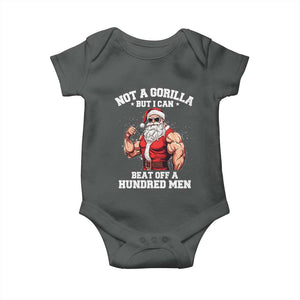 Funny Muscle Santa Baby Onesie Not A Gorilla But I Can Beat Off 100 Men Bodybuilder Christmas TS10 Dark Heather Print Your Wear