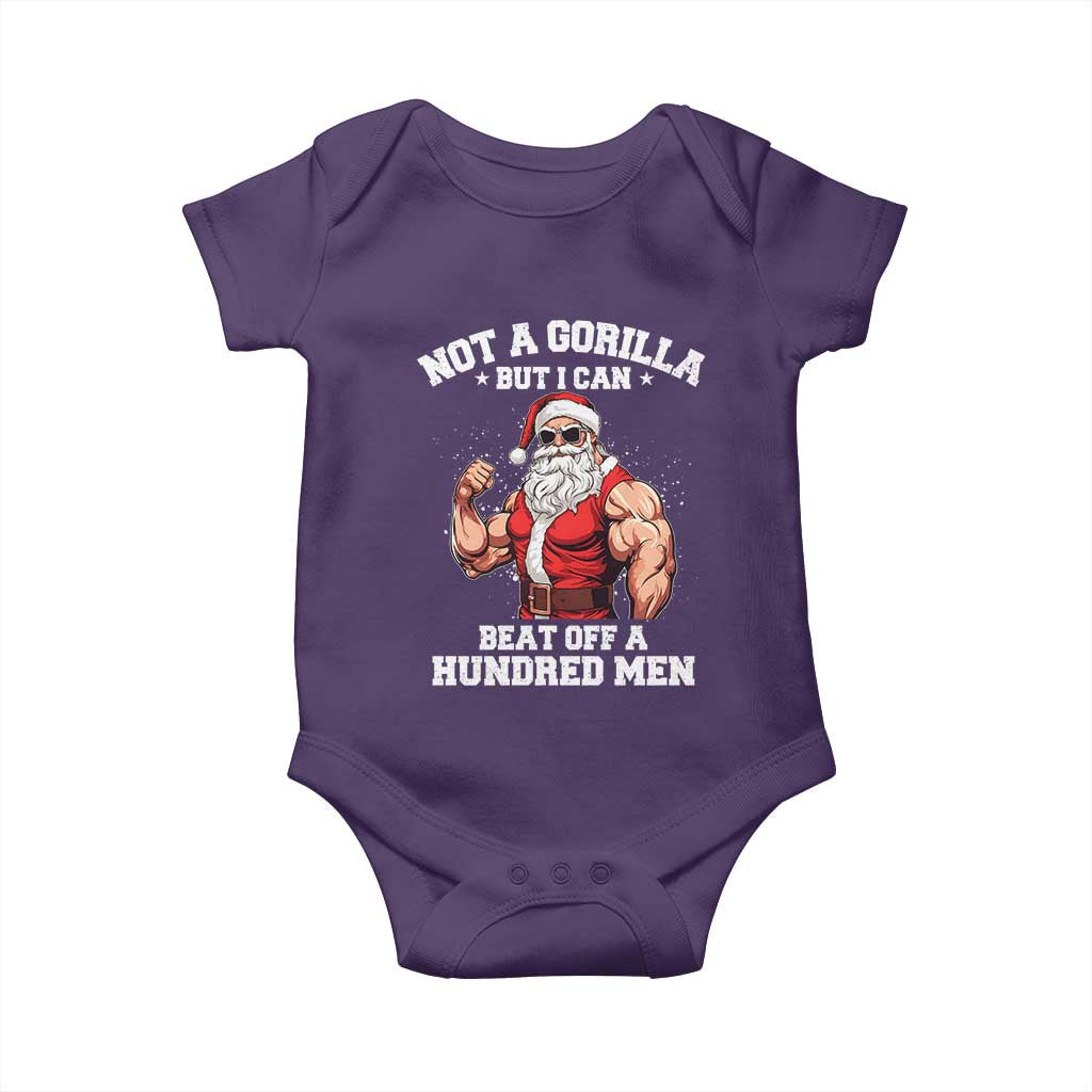 Funny Muscle Santa Baby Onesie Not A Gorilla But I Can Beat Off 100 Men Bodybuilder Christmas TS10 Purple Print Your Wear