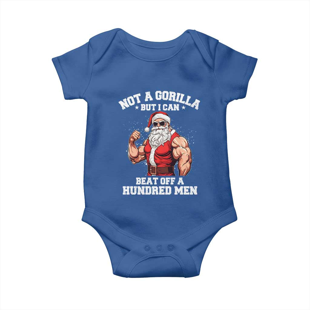Funny Muscle Santa Baby Onesie Not A Gorilla But I Can Beat Off 100 Men Bodybuilder Christmas TS10 Royal Blue Print Your Wear
