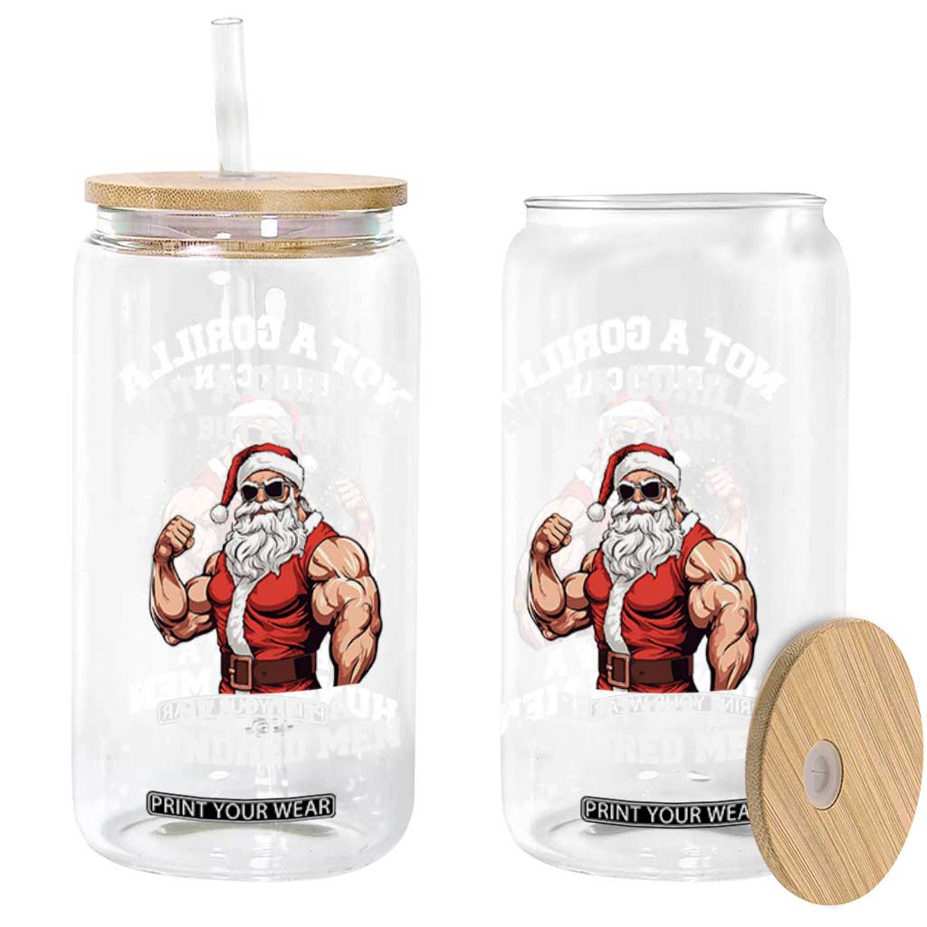 Funny Muscle Santa Glass Can Not A Gorilla But I Can Beat Off 100 Men Bodybuilder Christmas TS10 Print Your Wear