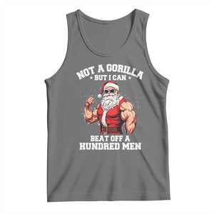 Funny Muscle Santa Tank Top Not A Gorilla But I Can Beat Off 100 Men Bodybuilder Christmas TS10 Black Heather Print Your Wear
