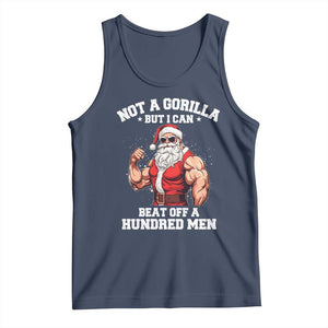 Funny Muscle Santa Tank Top Not A Gorilla But I Can Beat Off 100 Men Bodybuilder Christmas TS10 Navy Print Your Wear
