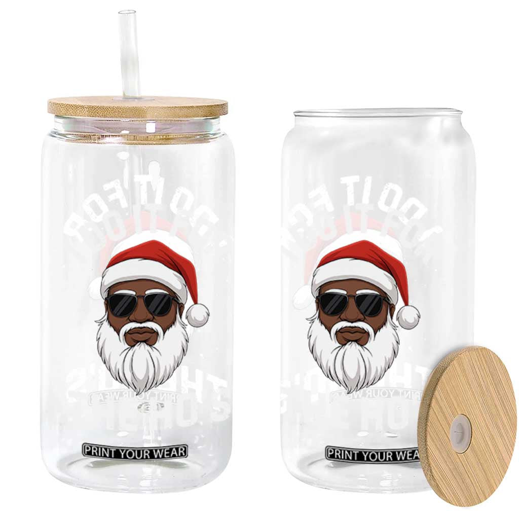 I Do It For The Hos Black Santa Christmas Glass Can Funny Inappropriate Rude Santa - Print Your Wear