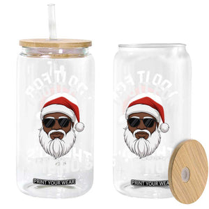 I Do It For The Hos Black Santa Christmas Glass Can Funny Inappropriate Rude Santa - Print Your Wear