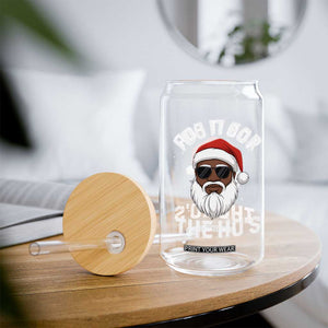 I Do It For The Hos Black Santa Christmas Glass Can Funny Inappropriate Rude Santa - Print Your Wear