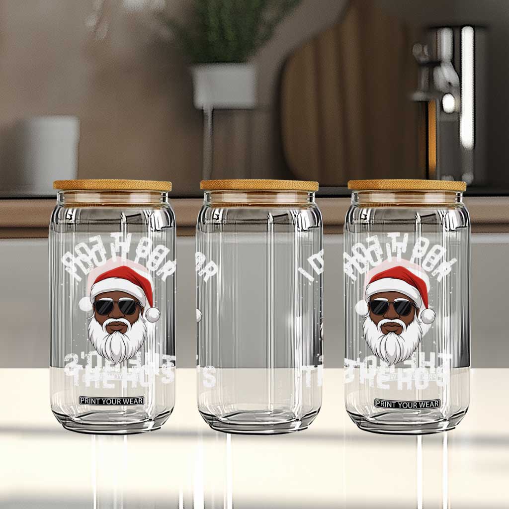 I Do It For The Hos Black Santa Christmas Glass Can Funny Inappropriate Rude Santa - Print Your Wear