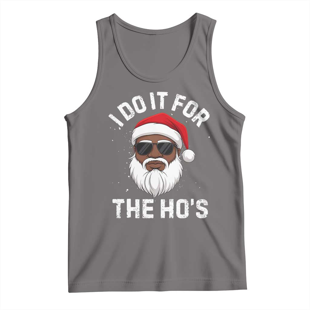 I Do It For The Hos Black Santa Christmas Tank Top Funny Inappropriate Rude Santa TS10 Deep Heather Print Your Wear