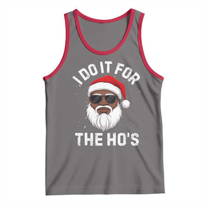 I Do It For The Hos Black Santa Christmas Tank Top Funny Inappropriate Rude Santa TS10 Deep Heather Red Print Your Wear