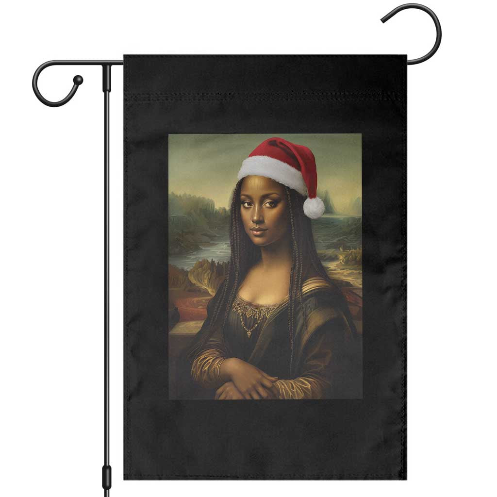 Funny Black Christmas Garden Flag Vintage Mona Lisa Afro Santa Da Vinci Xmas TS10 Black Print Your Wear