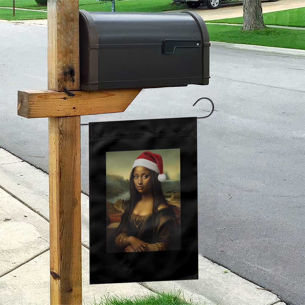 Funny Black Christmas Garden Flag Vintage Mona Lisa Afro Santa Da Vinci Xmas TS10 Print Your Wear