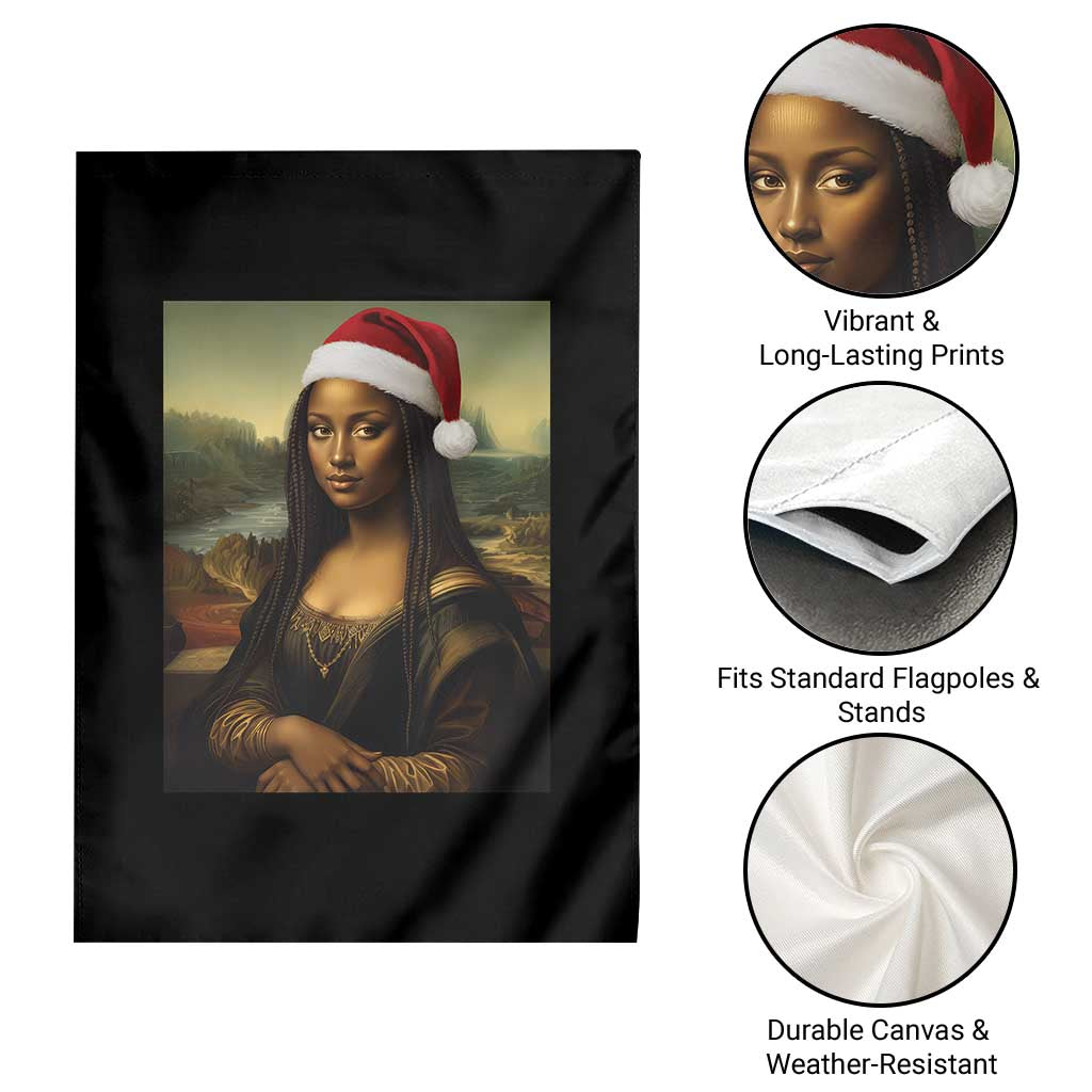 Funny Black Christmas Garden Flag Vintage Mona Lisa Afro Santa Da Vinci Xmas TS10 Print Your Wear