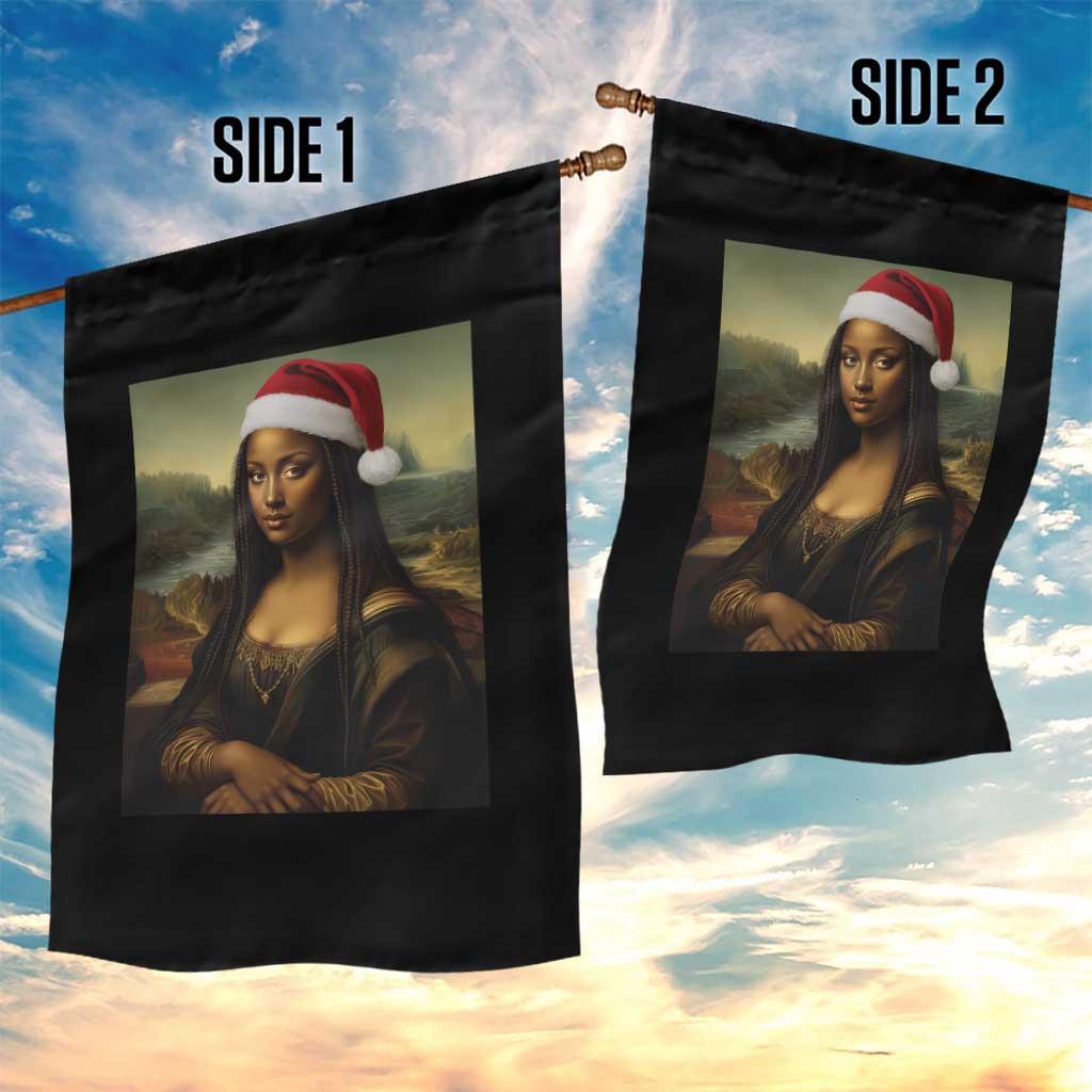 Funny Black Christmas Garden Flag Vintage Mona Lisa Afro Santa Da Vinci Xmas TS10 Print Your Wear