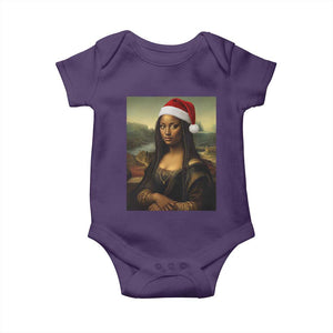 Funny Black Christmas Baby Onesie Vintage Mona Lisa Afro Santa Da Vinci Xmas TS10 Purple Print Your Wear