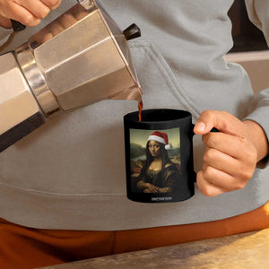 Funny Black Christmas Coffee Mug Vintage Mona Lisa Afro Santa Da Vinci Xmas - Print Your Wear