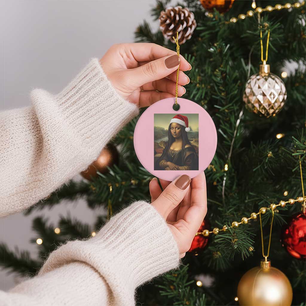 Funny Black Christmas Ceramic Ornament Vintage Mona Lisa Afro Santa Da Vinci Xmas TS10 1pc Light Pink Print Your Wear