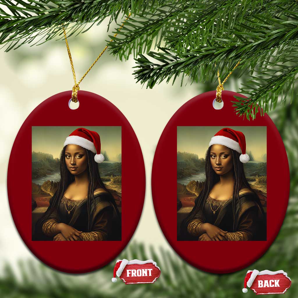 Funny Black Christmas Ceramic Ornament Vintage Mona Lisa Afro Santa Da Vinci Xmas TS10 Print Your Wear