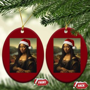 Funny Black Christmas Ceramic Ornament Vintage Mona Lisa Afro Santa Da Vinci Xmas TS10 Print Your Wear