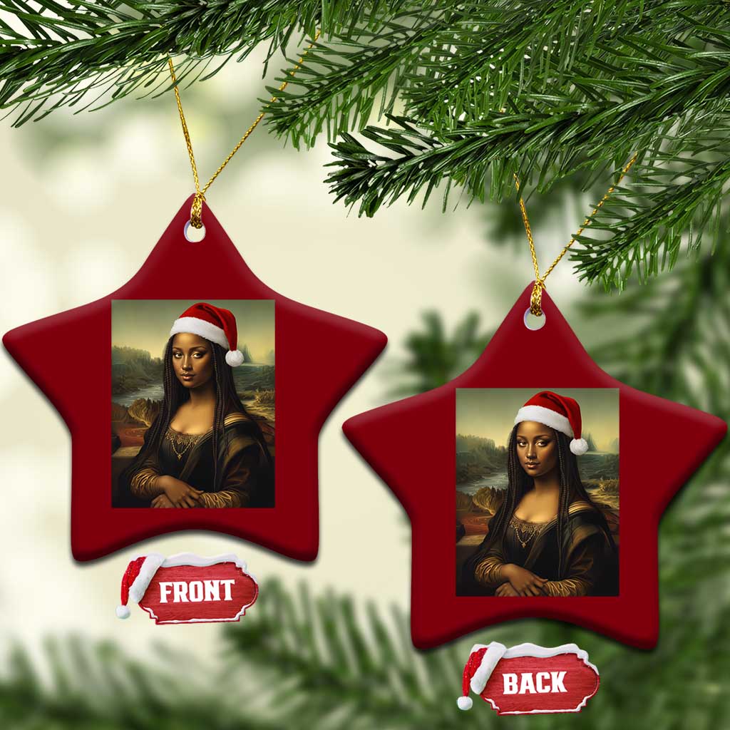 Funny Black Christmas Ceramic Ornament Vintage Mona Lisa Afro Santa Da Vinci Xmas TS10 Print Your Wear