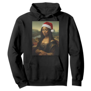 Funny Black Christmas Hoodie Vintage Mona Lisa Afro Santa Da Vinci Xmas - Print Your Wear