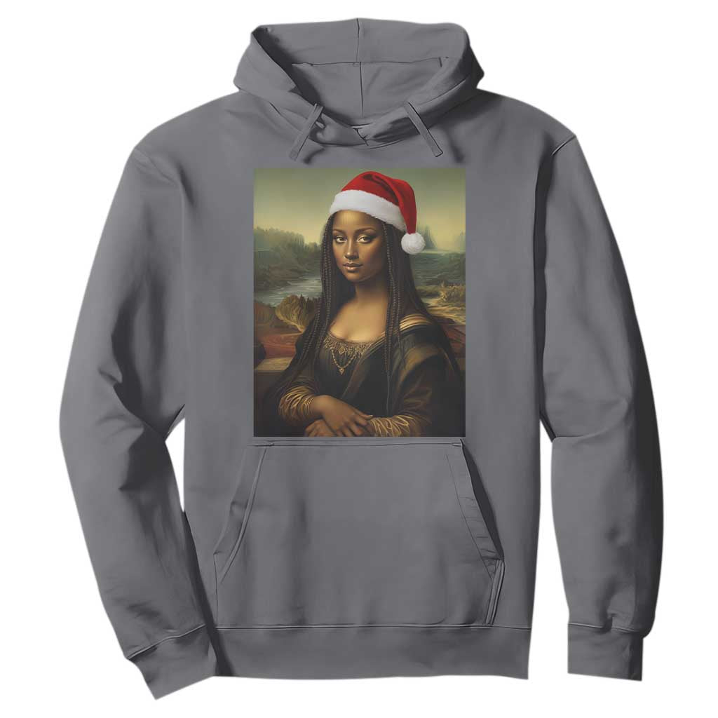 Funny Black Christmas Hoodie Vintage Mona Lisa Afro Santa Da Vinci Xmas TS10 Charcoal Print Your Wear