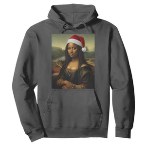 Funny Black Christmas Hoodie Vintage Mona Lisa Afro Santa Da Vinci Xmas TS10 Dark Heather Print Your Wear