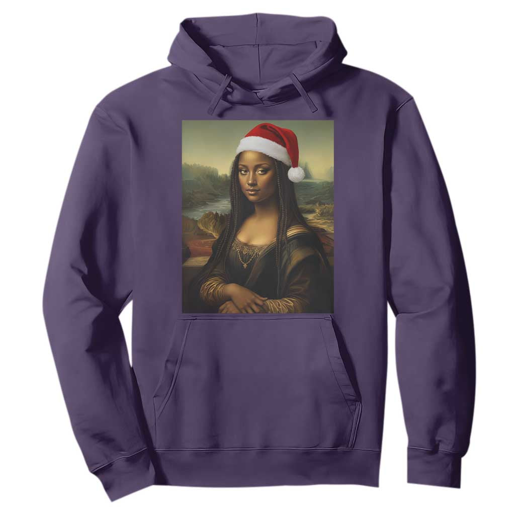 Funny Black Christmas Hoodie Vintage Mona Lisa Afro Santa Da Vinci Xmas - Print Your Wear