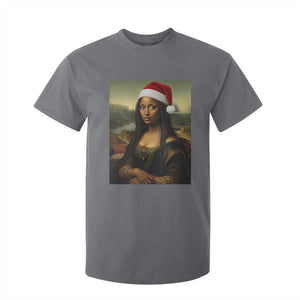 Funny Black Christmas T Shirt For Kid Vintage Mona Lisa Afro Santa Da Vinci Xmas TS10 Charcoal Print Your Wear