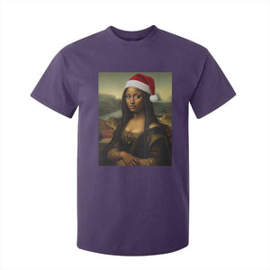 Funny Black Christmas T Shirt For Kid Vintage Mona Lisa Afro Santa Da Vinci Xmas TS10 Purple Print Your Wear