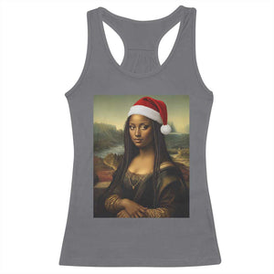 Funny Black Christmas Racerback Tank Top Vintage Mona Lisa Afro Santa Da Vinci Xmas TS10 Charcoal Print Your Wear