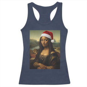 Funny Black Christmas Racerback Tank Top Vintage Mona Lisa Afro Santa Da Vinci Xmas TS10 Navy Print Your Wear
