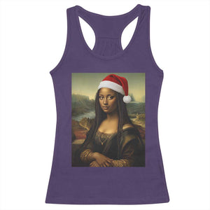 Funny Black Christmas Racerback Tank Top Vintage Mona Lisa Afro Santa Da Vinci Xmas TS10 Purple Print Your Wear