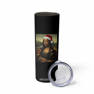 Funny Black Christmas Skinny Tumbler Vintage Mona Lisa Afro Santa Da Vinci Xmas - Print Your Wear