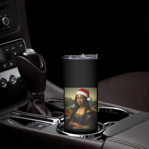 Funny Black Christmas Skinny Tumbler Vintage Mona Lisa Afro Santa Da Vinci Xmas - Print Your Wear