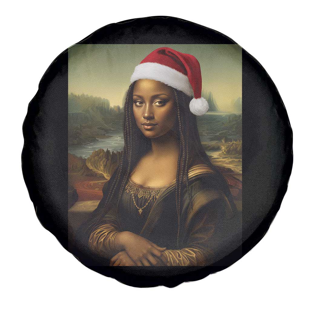 Funny Black Christmas Spare Tire Cover Vintage Mona Lisa Afro Santa Da Vinci Xmas TS10 Print Your Wear