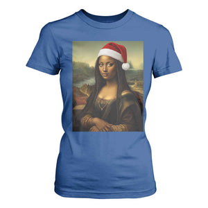 Funny Black Christmas T Shirt For Women Vintage Mona Lisa Afro Santa Da Vinci Xmas - Print Your Wear