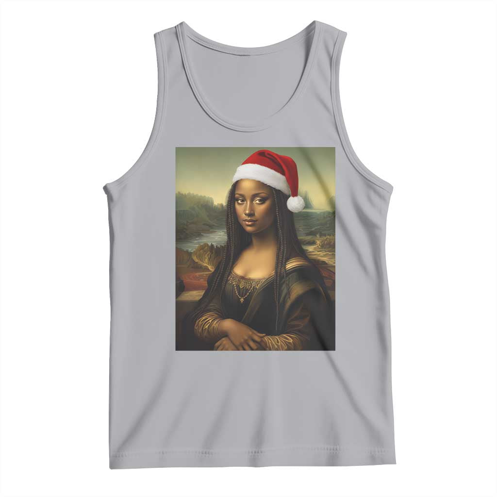 Funny Black Christmas Tank Top Vintage Mona Lisa Afro Santa Da Vinci Xmas TS10 Athletic Heather Print Your Wear