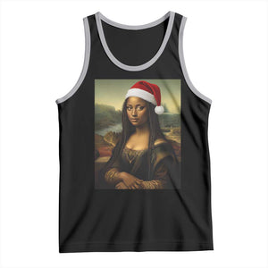 Funny Black Christmas Tank Top Vintage Mona Lisa Afro Santa Da Vinci Xmas TS10 Black Athletic Heather Print Your Wear