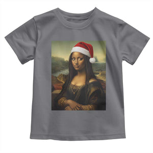 Funny Black Christmas Toddler T Shirt Vintage Mona Lisa Afro Santa Da Vinci Xmas TS10 Charcoal Print Your Wear
