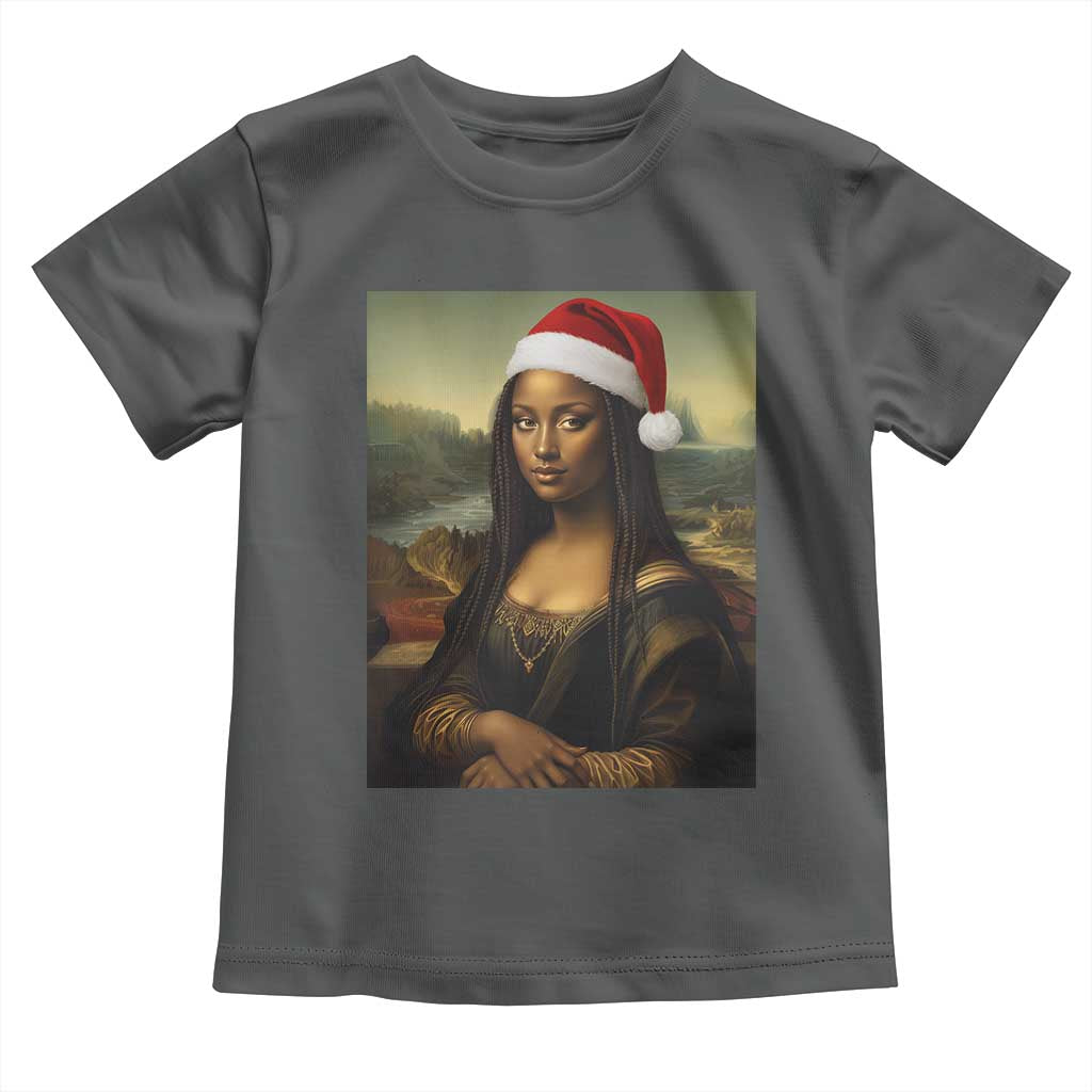 Funny Black Christmas Toddler T Shirt Vintage Mona Lisa Afro Santa Da Vinci Xmas TS10 Dark Heather Print Your Wear