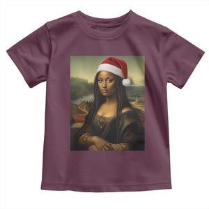 Funny Black Christmas Toddler T Shirt Vintage Mona Lisa Afro Santa Da Vinci Xmas TS10 Maroon Print Your Wear