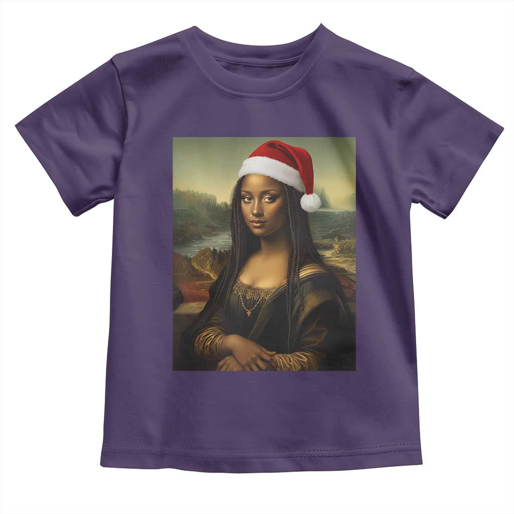 Funny Black Christmas Toddler T Shirt Vintage Mona Lisa Afro Santa Da Vinci Xmas TS10 Purple Print Your Wear