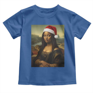 Funny Black Christmas Toddler T Shirt Vintage Mona Lisa Afro Santa Da Vinci Xmas TS10 Royal Blue Print Your Wear