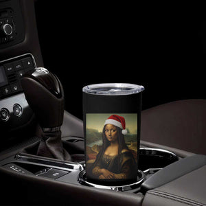 Funny Black Christmas Tumbler Cup Vintage Mona Lisa Afro Santa Da Vinci Xmas - Print Your Wear