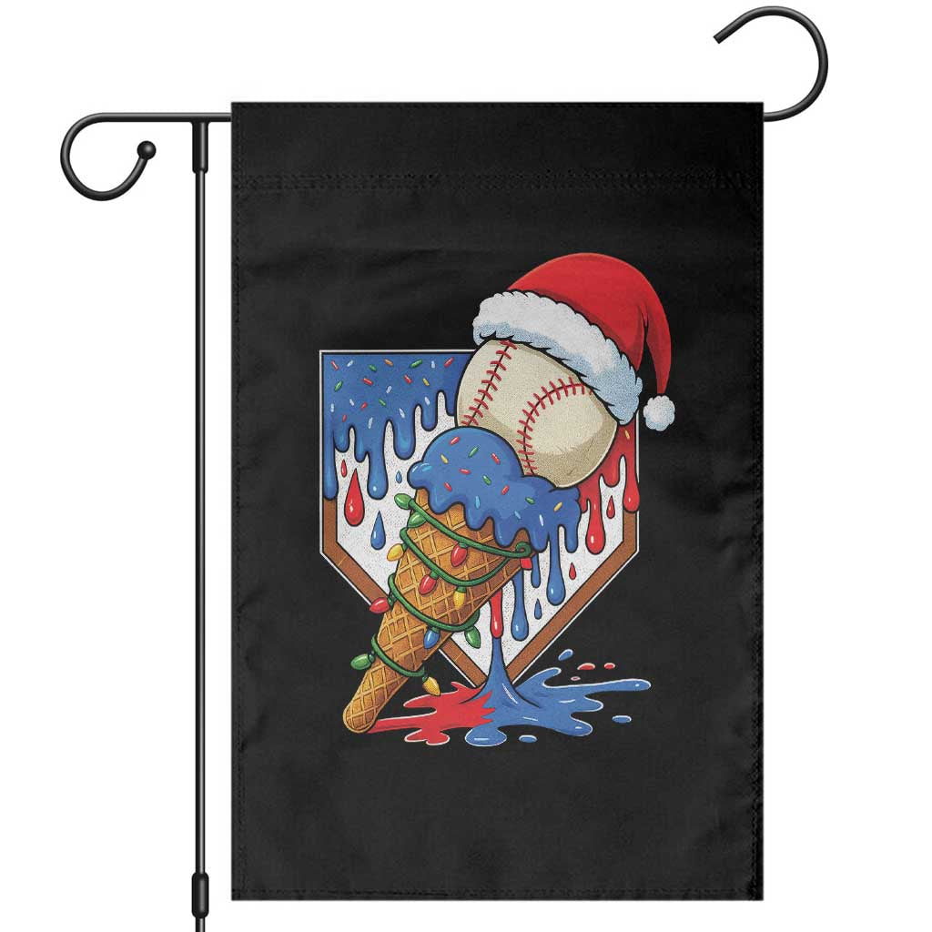 Christmas Baseball Ice Cream Drip Garden Flag Santa Sports Player Xmas Light Boys Baseball Bat TS10 Black Print Your Wear