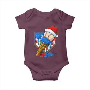 Christmas Baseball Ice Cream Drip Baby Onesie Santa Sports Player Xmas Light Boys Baseball Bat TS10 Maroon Print Your Wear