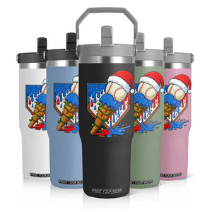 Christmas Baseball Ice Cream Drip Flip Straw Tumbler Santa Sports Player Xmas Light Boys Baseball Bat TS10 Print Your Wear