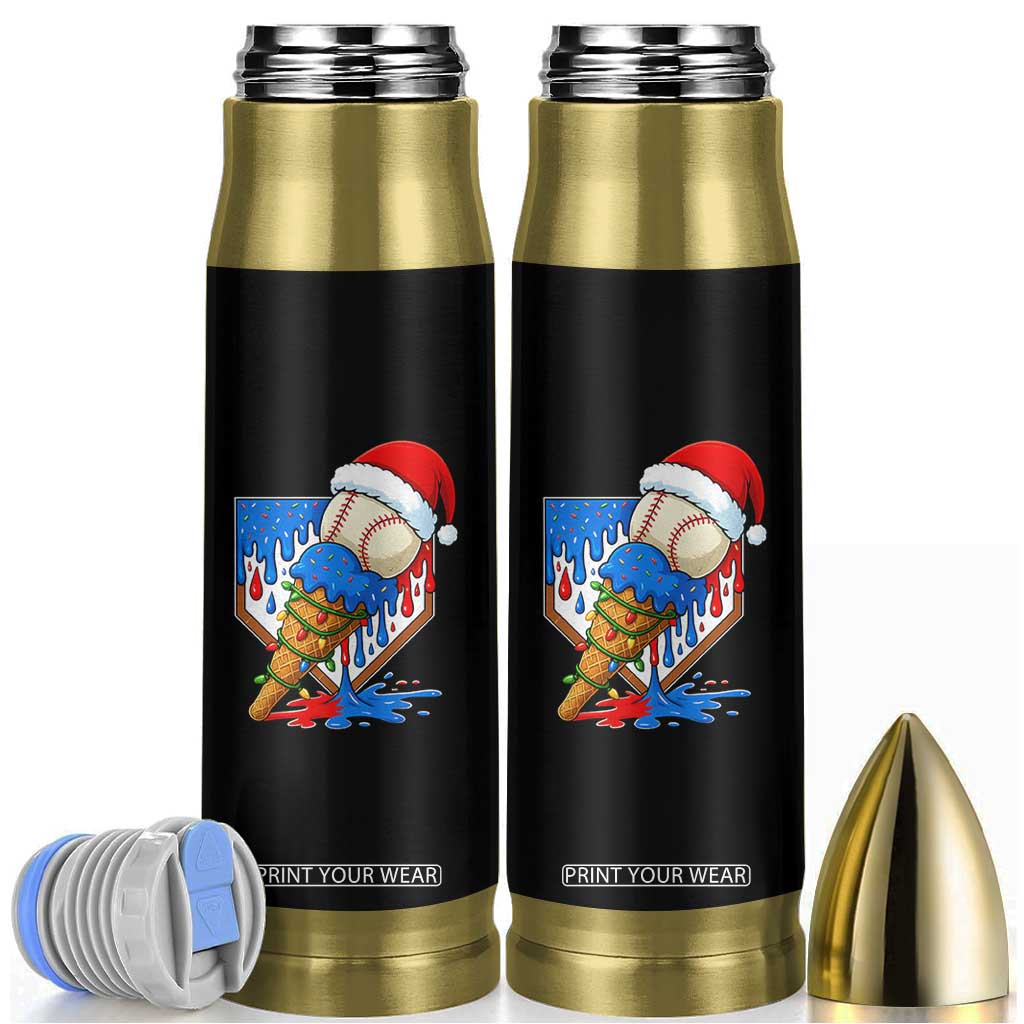 Christmas Baseball Ice Cream Drip Bullet Tumbler Santa Sports Player Xmas Light Boys Baseball Bat TS10 Black Print Your Wear