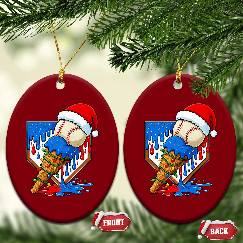 Christmas Baseball Ice Cream Drip Ceramic Ornament Santa Sports Player Xmas Light Boys Baseball Bat TS10 Print Your Wear
