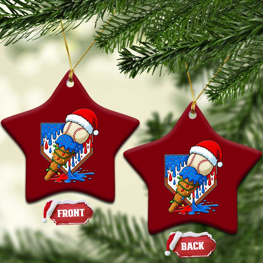 Christmas Baseball Ice Cream Drip Ceramic Ornament Santa Sports Player Xmas Light Boys Baseball Bat TS10 Print Your Wear